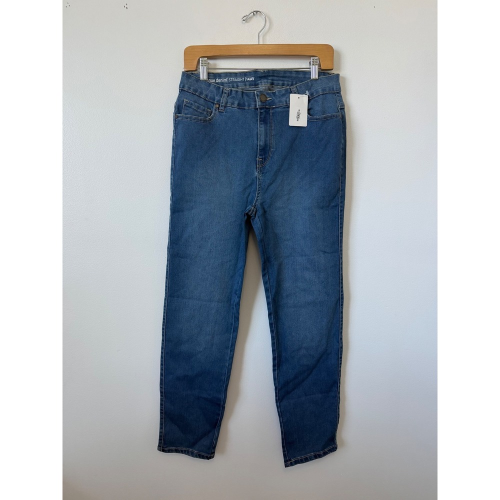 Avenue Women's‎ Denim Straight Jeans – Blue Wash – Size 14AV – NWT